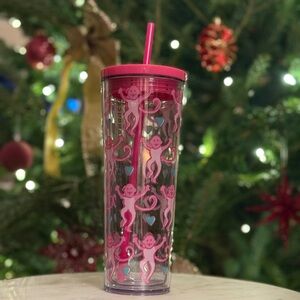 Starbucks Roller Rabbit Pink Lovely Monkey Acrylic Tumbler